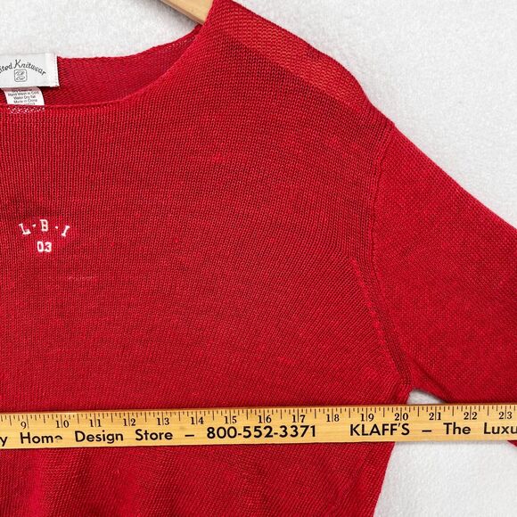 UNITED KNITWEAR Sweater Womens M Linen LBI 03 LONG BEACH ISLAND Pullover Red - Picture 14 of 16